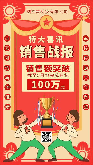 销售战报表彰奖励怀旧复古大气手机海报