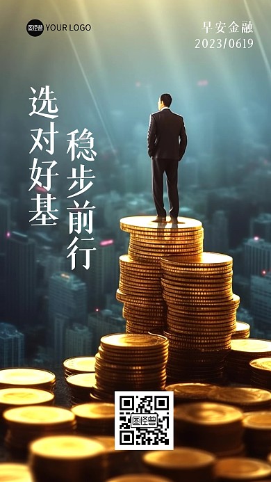 基金投资理财早安问候手机海报