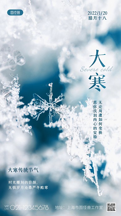 大寒美业借势宣传冬天冰雪摄影图海报