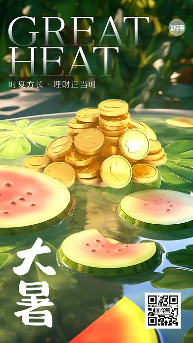大暑节气金融借势手机海报
