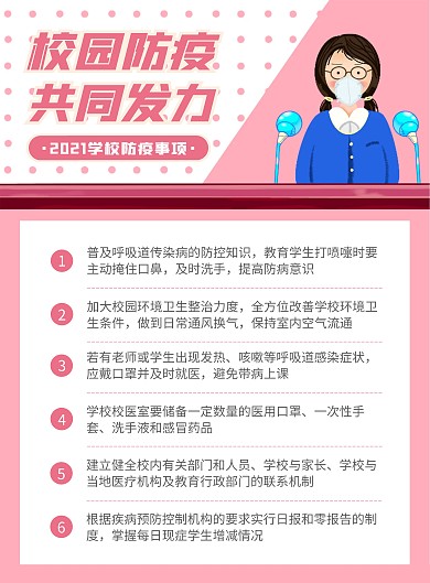 2021学校防疫宣传竖版海报