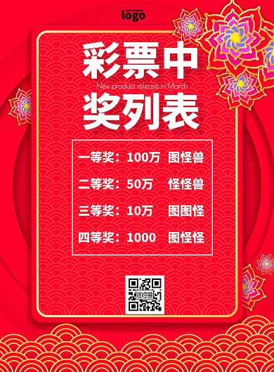中奖列表红色简约大气印刷海报