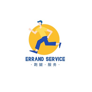 创意蓝黄色扁平大气跑腿服务logo