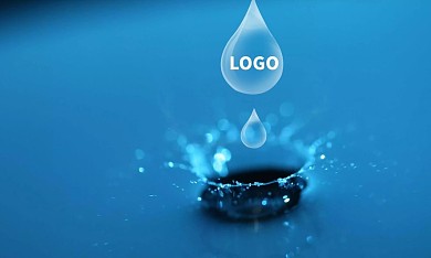 纯净水水滴蓝色水面简约大气名片