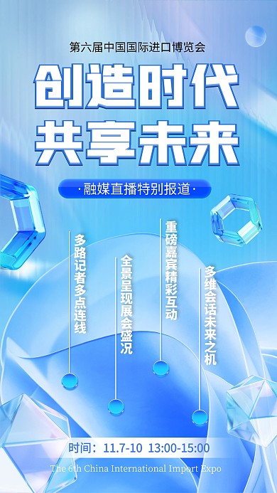第六届进博会全媒体直播特别报道海报