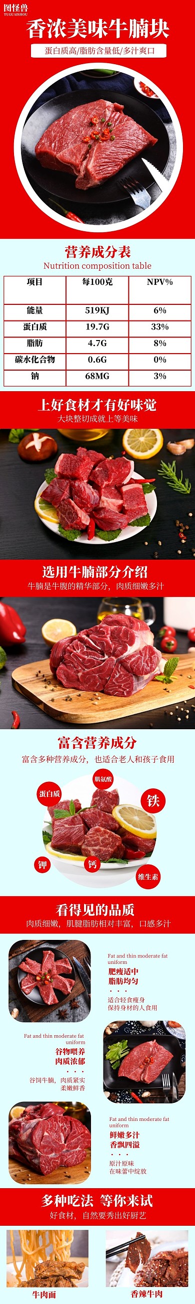 简约简洁美味牛腩美食肉类电商淘宝详情页