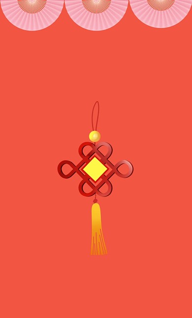 过年中国结卡通风红色通用红包