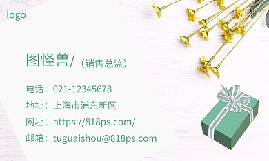 礼品小菊花绿色简约礼品企业宣传名片