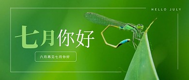 绿色摄影风七月你好公众号封面