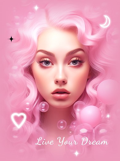 粉色女生晒照辣妹滤镜模板