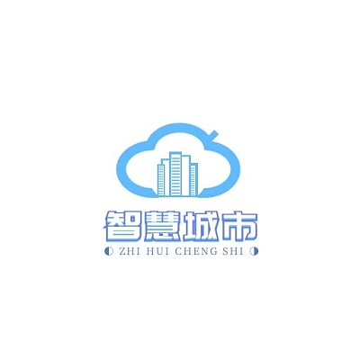 智慧城市云状建筑物蓝色简约LOGO
