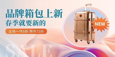 春季箱包服饰上新促销简约横版海报