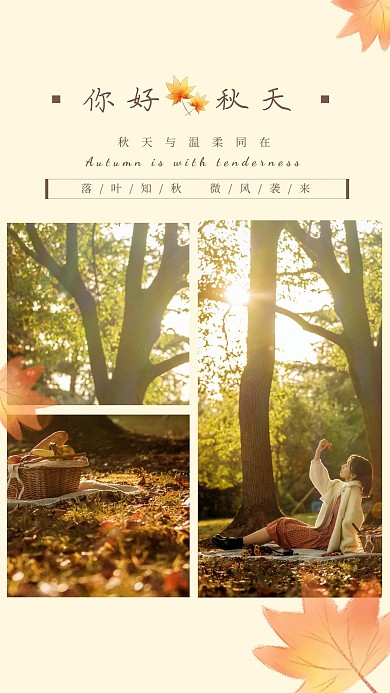 秋天黄色温暖少女文艺清新电子相册