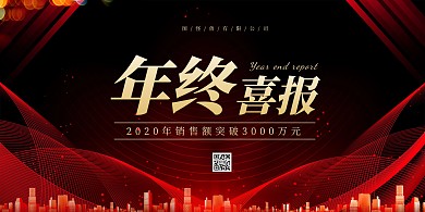 简约大气企业年终喜报海报