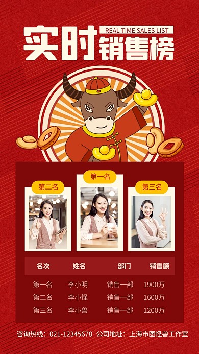 销售实时PK手机海报