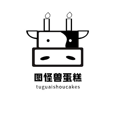 蛋糕店黑白奶牛卡通脆皮蛋糕logo设计
