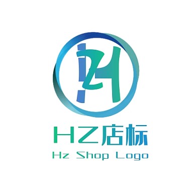 HZ店标简约渐变字母LOGO设计