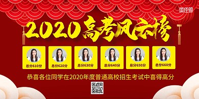 2020高考风云榜喜报红色大气喜庆展板
