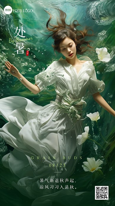 简约大气处暑节气祝福问候创意摄影图海报
