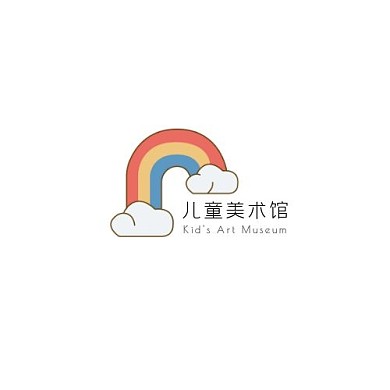 卡通可爱彩色彩虹儿童美术教育机构logo
