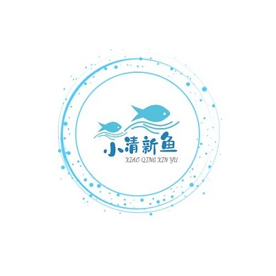 蓝色圆形简约小清新鱼logo