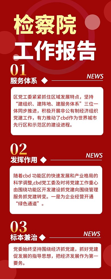 红色简约大气检察院工作报告长图
