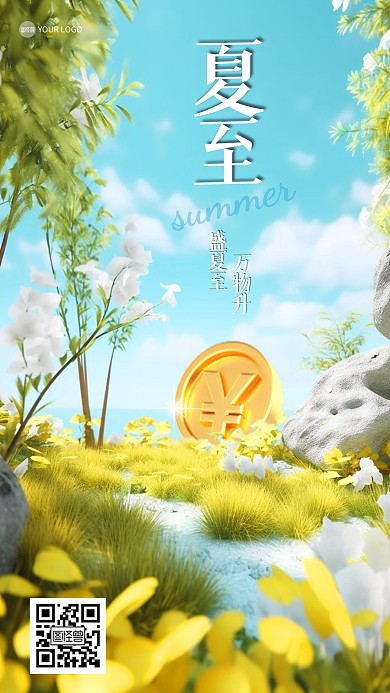 夏季夏至理财借势手机海报