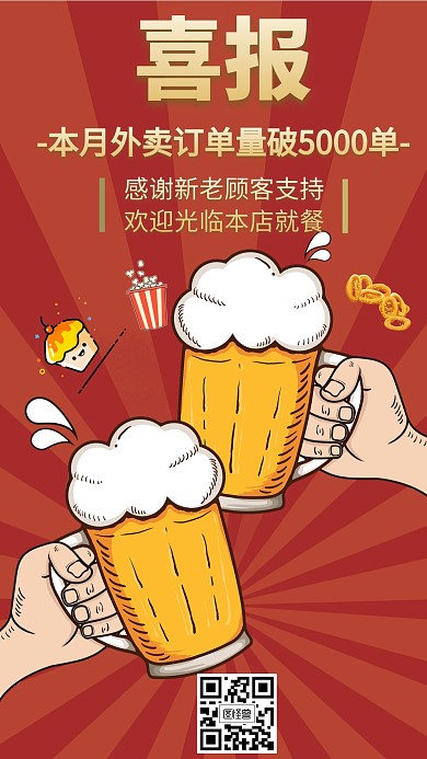 外卖订单喜报创意手机海报