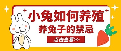 小兔养殖卡通黄色公众号封面首图
