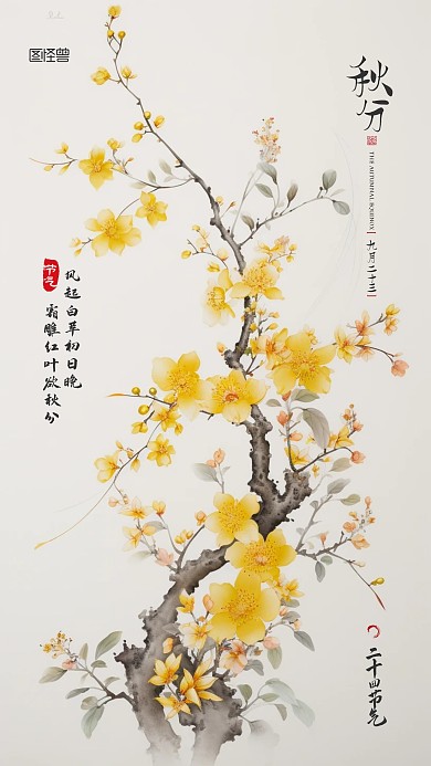 秋分二十四节气摄影图大气简约AIGC海报