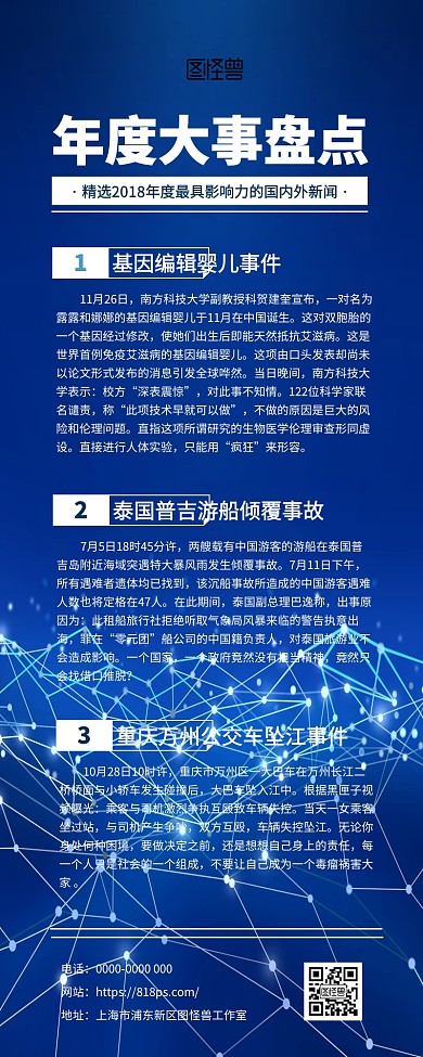 海报大事回顾几何科技新闻蓝色营销长图