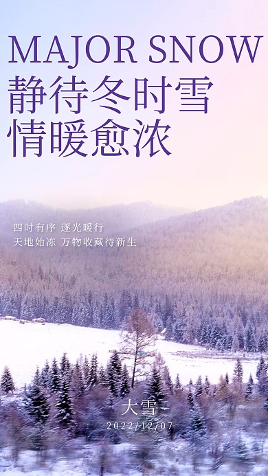大雪传统节气冬季问候文字摄影海报