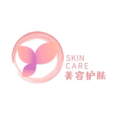 美容护肤粉色花瓣店招logo