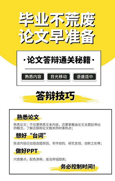 毕业论文准备秘籍黄色几何手机海报