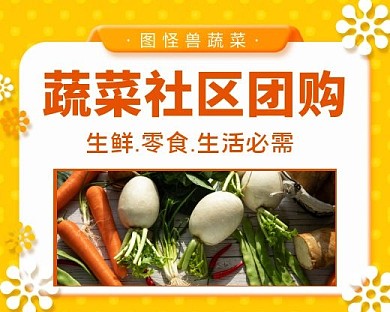 社区团购蔬菜小程序封面简约大气