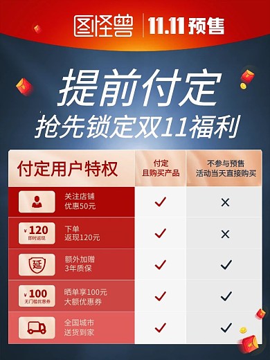 双十一预售大促福利电商主图直通车