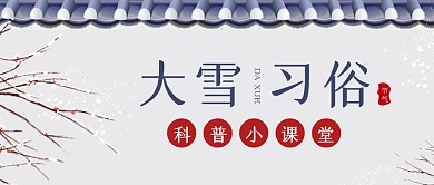 古风简约大雪习俗科普小课堂公众号封面首图