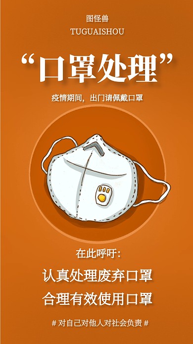 简约创意疫情口罩处理问题手机海报