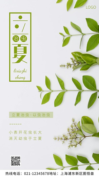 立夏治虫科普绿色简约风摄影图海报