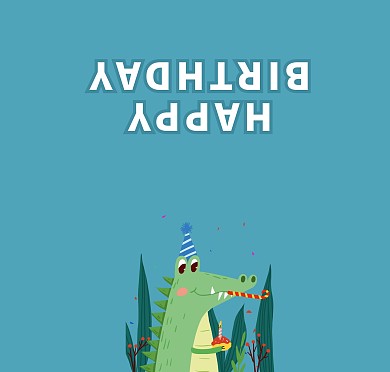 员工生日绿色蛋糕卡通企业员工生日贺卡