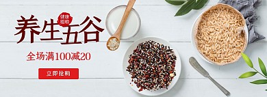 五谷杂粮养生健康灰白淘宝banner