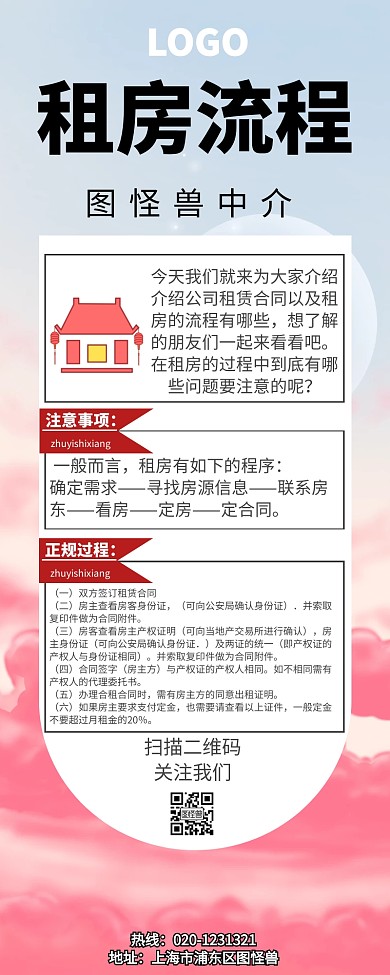 租房流程简约营销长图