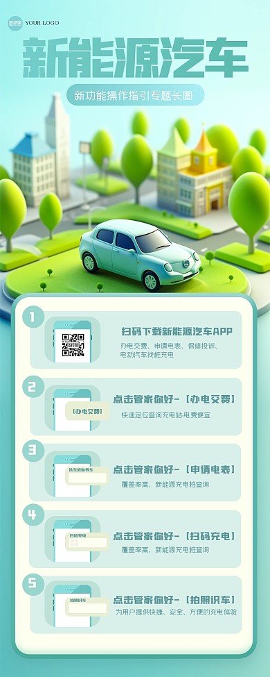 简约新能源汽车营销长图