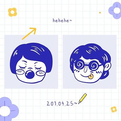 蓝色简笔画情侣头像微信头像单色组合