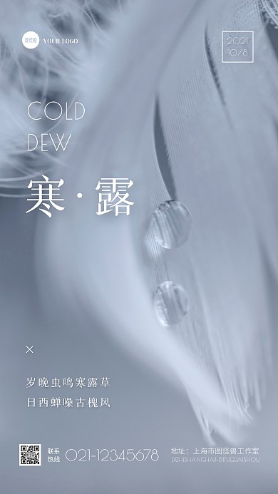 摄影大气唯美清新寒露节气祝福宣传手机海报