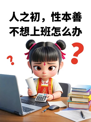 哪吒不想上班趣味小红书封面