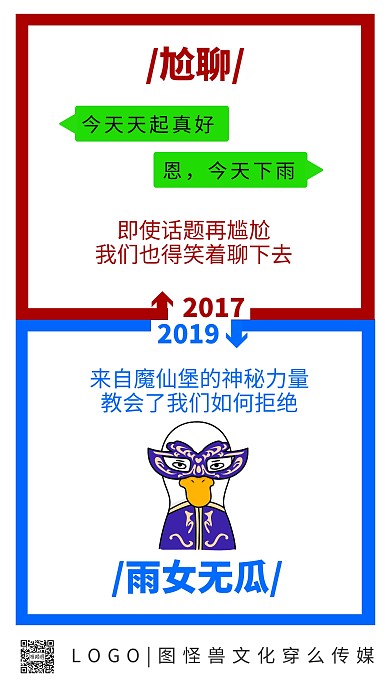 2017和2019对比新年热点话题手机海报