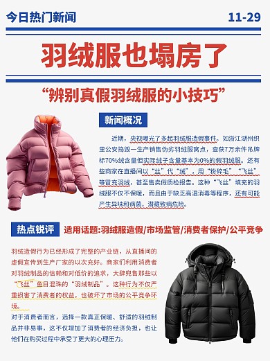羽绒服售假塌房小红书封面