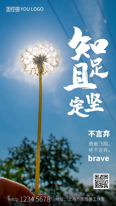 蒲公英励志摄影图手机海报
