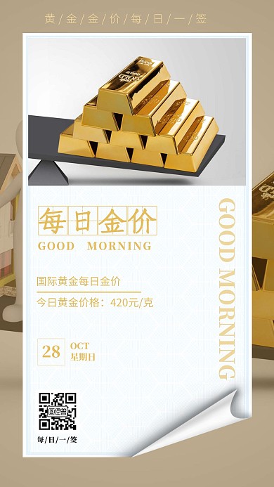 每日黄金金价信息配图日签设计